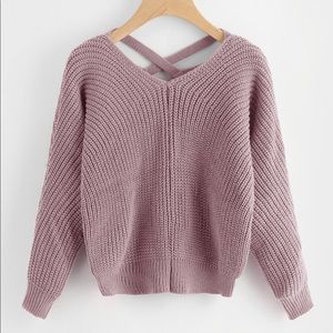 Muave Criss Cross V Back Sweater